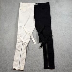Reelistik NYC Mens 38 Split Legs Black White Cargo Pants Goth Punk Grunge Zipper